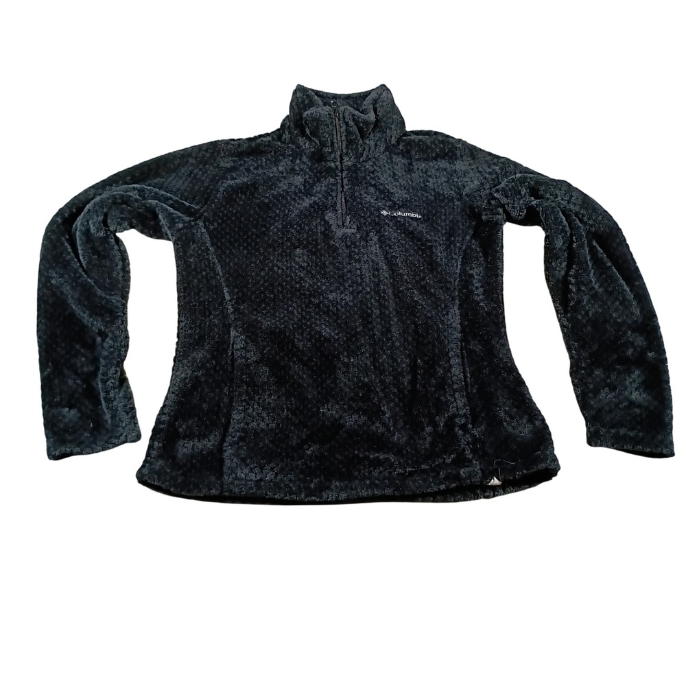 Columbia Fire Side II Sherpa Fleece Pullover Women M Black Zip